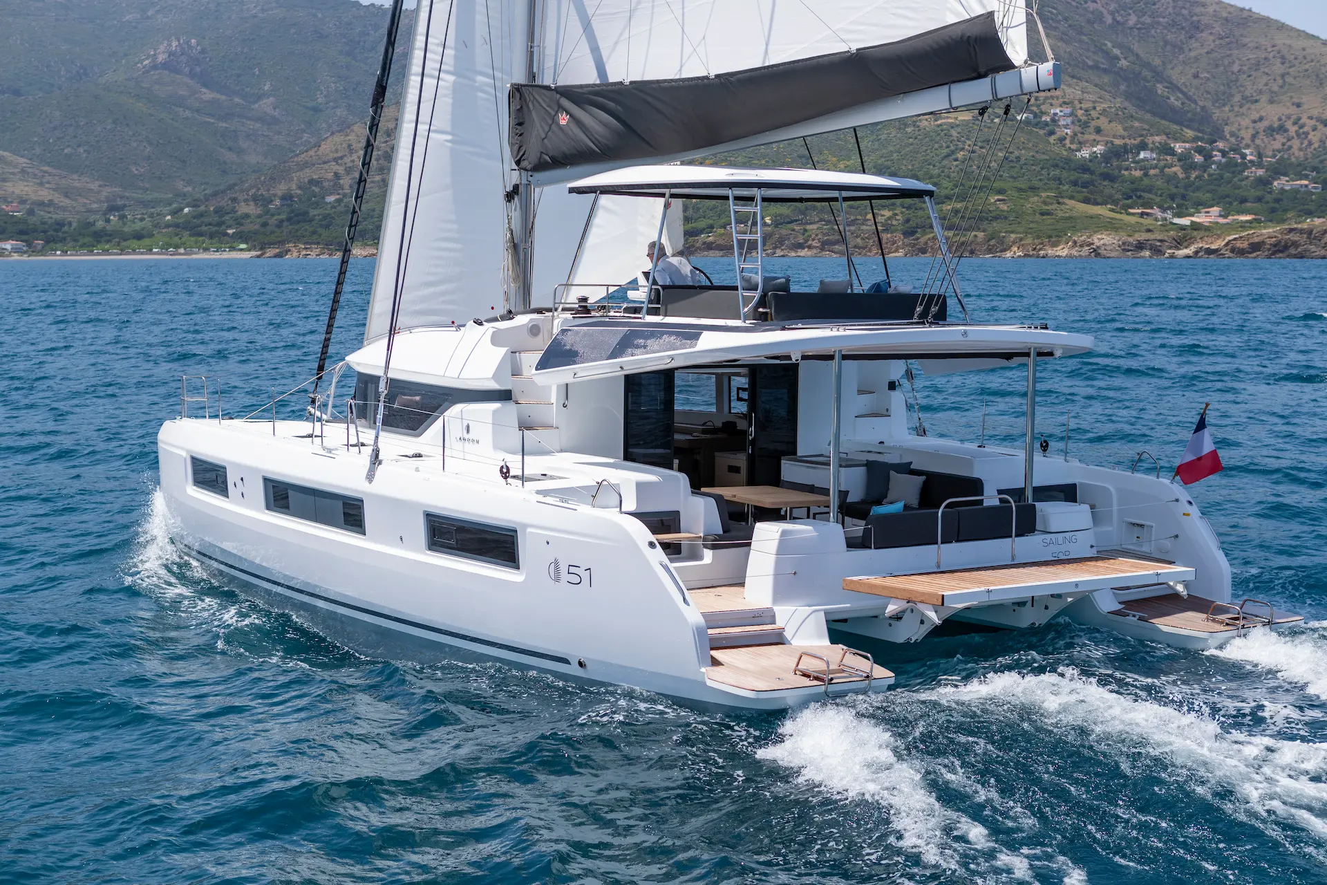 Lagoon 51 flybridge catamaran on the Sea of Cortez — BAIA Atelier
